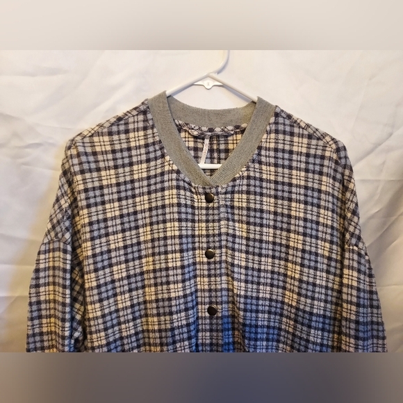 Free People Plaid Button Down/Snap Dress Cover Up Size Large - Picture 3 of 11